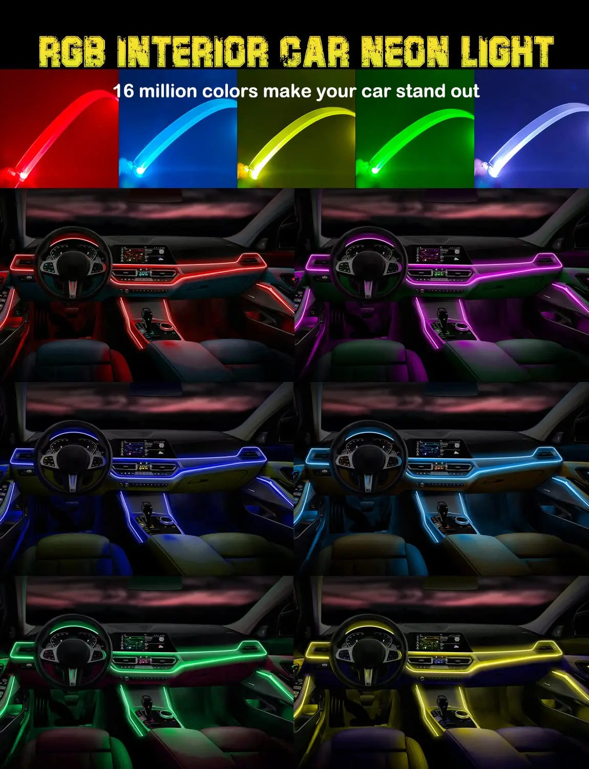 Luces LED interiores multicolor para coche