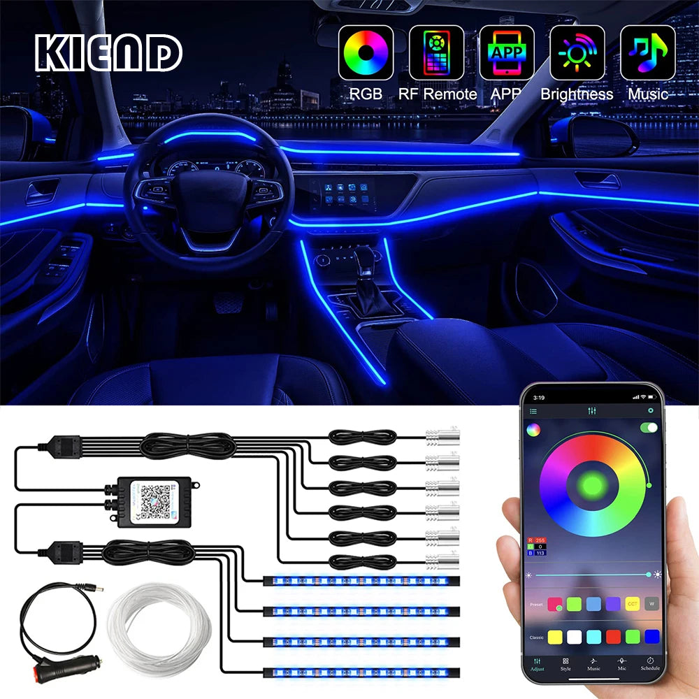 Luces LED interiores multicolor para coche